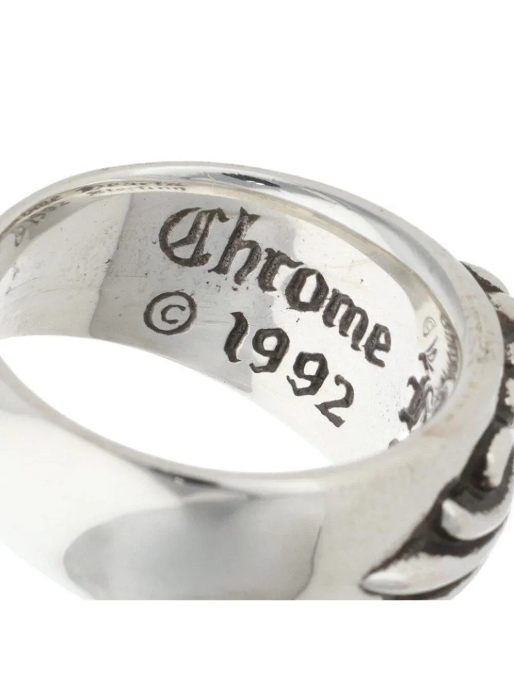 Chrome Hearts Flrl Crs Floral Cross Silver Ring